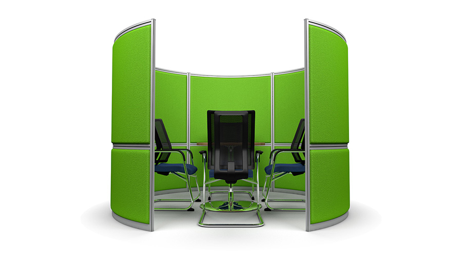 Premium Acoustic Meeting Booth With Room For One Tables & Four Chairs